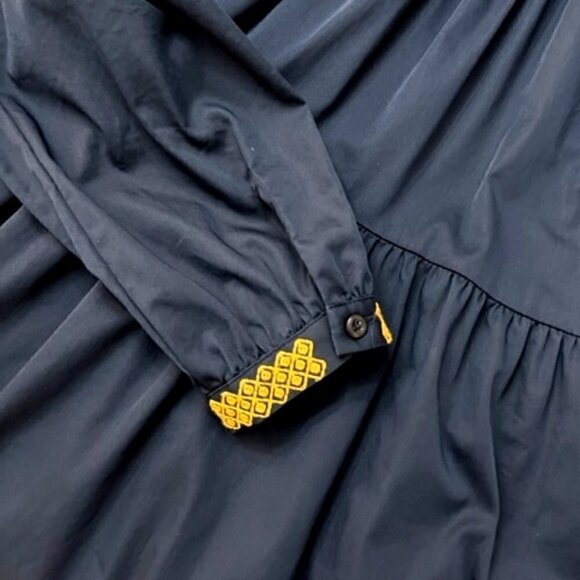 Elizabeth And James Peasant Dress Navy Blue Long Sleeves - Picture 4 of 5